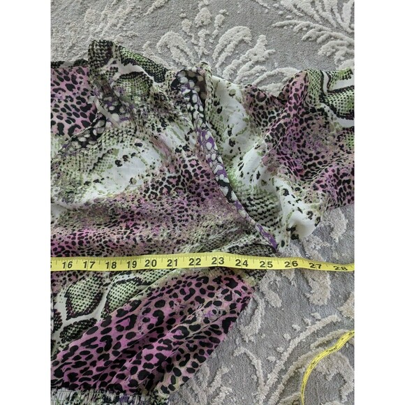 Ashley Stewart Curvy Girl 2X Blouse Animal Print Chiffon SurpliceRuffle HiLo NEW - Picture 12 of 14